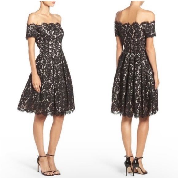 Eliza J Off The Shoulder Lace Midi Dress - Picture 2 of 8